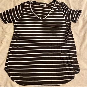 Zenana Short Sleeve Striped Shirt.